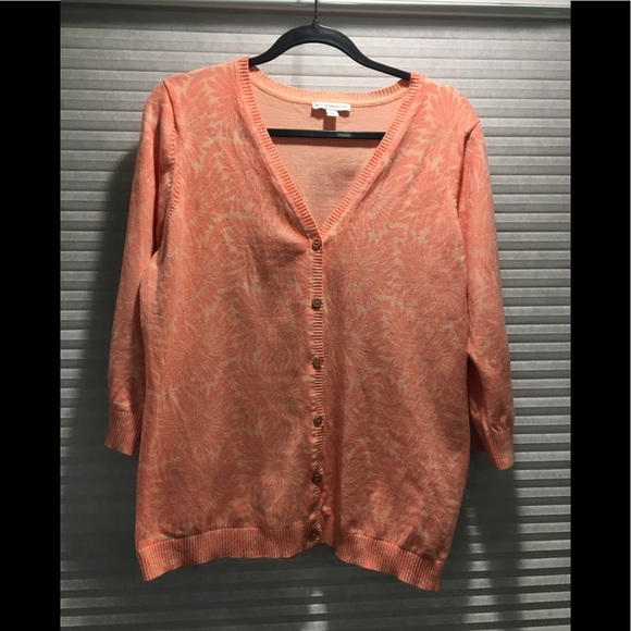 Coral floral button down cardigan - Picture 1 of 3